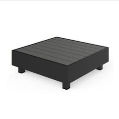 29" Square Black Metal Outdoor Coffee Table, All-Weather Slatted Patio Table