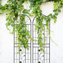2 Pack Metal Garden Trellis 71" x 19.7" Rustproof Trellis for Climbing Plants Outdoor Flower Support Black