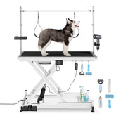 Update electric pet grooming table, 110V/220V professional groomer recommend super Deluxe electric pet grooming table, height adjust from 8 up to 36inch WHITE COLOR