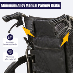 Folding Manual Transport Wheelchair, 18" Seat With Front and Rear Locking Hand Brakes, 24" Quick Release Rear Wheels,Nanometer Grey
