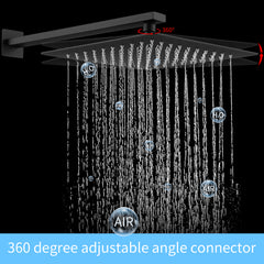 Shower System Shower Faucet Combo Set Wall Mounted with 12" Rainfall Shower Head and handheld shower faucet, Matte Black Finish with Brass Valve Rough-In
