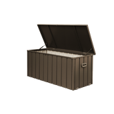 100 Gallon Outdoor Storage Deck Box Waterproof, Large Patio Storage Bin for Outside Cushions, Throw Pillows, Garden Tools, Lockable (Dark Brown)