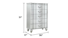 Landmark Traditional Style 5-Drawer Chest With metal drawer pulls Made with Wood in Silver same as G150109013 (NJ inventory)