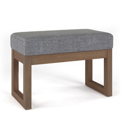 Milltown 27 inch Wide Solid Wood Footstool Small Ottoman Bench in Pebble Grey