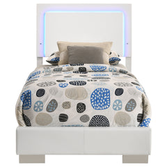 Felicity White High Gloss Wood Twin LED Panel Bed
