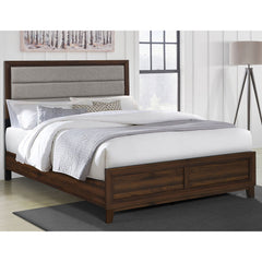 Anza Walnut Upholstered Queen Bed