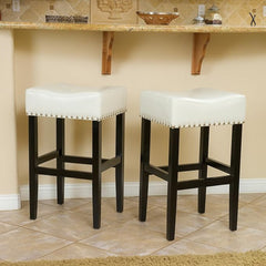 30-inch Backless ivory Faux Leather Counter Stool (Set of 2)