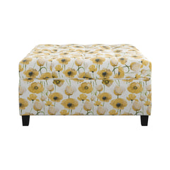 Golden Floral Storage Ottoman