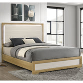 Lincoln Natural and White Wood Queen LED Panel Bed