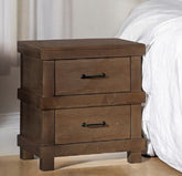 Traditional Bedroom Antique Oak Finish Nightstand with 2x Drawers Wooden Furniture 1pc