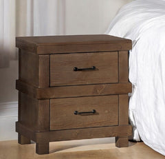 Traditional Bedroom Antique Oak Finish Nightstand with 2x Drawers Wooden Furniture 1pc