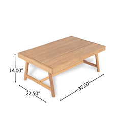 Patio Acacia Wood Chat Set, Club Chair + Coffee Table with Water-resistant Cushion, Teak + Beige