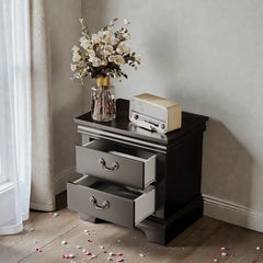 22" x 16" x 22.7" Classic Wooden Nightstand-Black