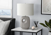 Lighting, 26"h, Table Lamp, Grey Ceramic, Ivory / Cream Shade, Contemporary, Modern