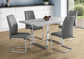 Dining Table, 60" Rectangular, Kitchen, Dining Room, Grey Laminate, Chrome Metal, Contemporary, Modern