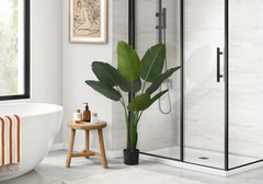 Artificial Plant, 44" Tall, Bird Of Paradise Tree, Indoor, Faux, Fake, Floor, Greenery, Potted, Decorative, Green Leaves, Black Pot
