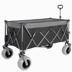 52-inch Extended Heavy-Duty Foldable Utility Wagon, 560lbs, Patented Ultra-Stable Frame, 1:6 Space-Saving Fold, Portable and Collapsible for Beach, Sports, and Garden Use, Black+Gray