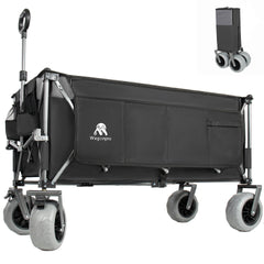 52-inch Extended Heavy-Duty Foldable Utility Wagon, 560lbs, Patented Ultra-Stable Frame, 1:6 Space-Saving Fold, Portable and Collapsible for Beach, Sports, and Garden Use, Black+Gray