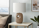 Lighting, 26"h, Table Lamp, Brown Ceramic, Ivory / Cream Shade, Contemporary, Modern