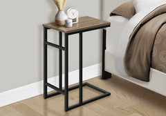 Accent Table, C-shaped, End, Side, Snack, Living Room, Bedroom, Brown Laminate, Black Metal, Contemporary, Modern