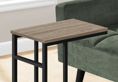 Accent Table, C-shaped, End, Side, Snack, Living Room, Bedroom, Brown Laminate, Black Metal, Contemporary, Modern