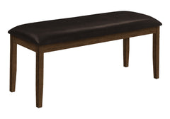 Bench, 48" Rectangular, Dining Room, Entryway, Hallway, Kitchen, Upholstered, Wood, Brown Solid Wood, Brown Leather-look, Transitional