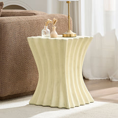15.16 inch Side Table Vintage Sturdy Fiberglass Table For Living Room Apartment No Need Assembly Beige