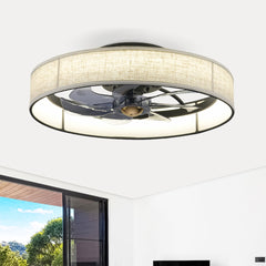 20" Fabric Farmhouse 7 PCS Blades Ceiling fan With Remote Control, Quiet DC Motor Ceiling Fan For Living room, Bedroom,Kitchen--NOT INCLUDED BULBS