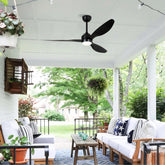 52" Ceiling Fan with Lights Quiet DC Motor 3 ABS Blade Ceiling Fans 6 Speed Levels,Reversible Ceiling Fan, for Patio Living Room, Bedroom, Office,Indoor.(Matte Black )