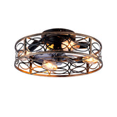 20" Low Profile Caged Ceiling Fans with Lights and Remote, Farmhouse Flush Mount Ceiling Fan with 6 Speeds Reversible Motor, for Kitchen, Bedroom--NOT Included Bulbs