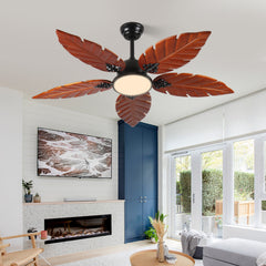 52 Inch Tropical Ceiling Fan with Light, Palm Leaf Indoor/Outdoor Ceiling Fan for Patio and Living Room, Reversible Fan, Black Bronze.