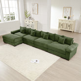 170"Oversized Cloud Modular L-Shape Sectional Couch,Soft Corduroy Fabric, With An Ottoman,Deep Seat Wide Armrests,Ergonomic Design,12 Throw Pillows, Easy Assembly,For Living Rooms Studies,Green