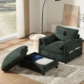 37" Single Sofa with Storage Ottoman, Adjustable Phone Holder, Dual-Port Charger, Storage Pockets, Elephant Ear Armrest, Comfy Chenille Armchair, Modern Cloud Chaise Lounge for Living Room&Apartment