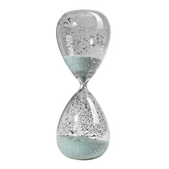 Set of 2, 10" Peleus 60-Minute Silvered Hourglass, Jade Sand