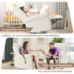360° Swivel Rocker Recliner Chair,Swivel Nursery Rocking Chair w/Pull Ring,Glider Chair,Modern Rocking Swivel Recliner Chair for Bedroom,Living Room Chair Home Theater Seating(Fabric Gray+360°Swivel )