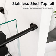 44"-48"W*76" H Frameless Single Sliding Shower Door – 5/16" (8mm) Clear Tempered Glass, Bypass Design with Matte Black Finish
