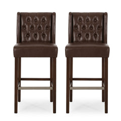 30.5 Inch Seat Height Bar Stool, PU Upholstery with Back & Metal Footrest, Counter Stool for Kitchen Island,Dark Brown
