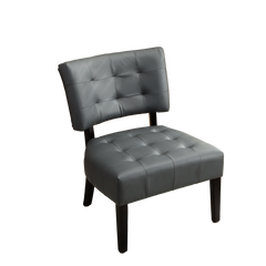 Blended Leather Tufted Accent Chair with Oversized Seating, Gray