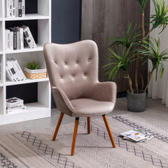 Doarnin Contemporary Silky Velvet Tufted Button Back Accent Chair, Chocolate