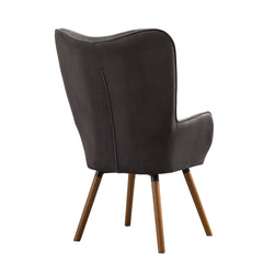 Doarnin Contemporary Silky Velvet Tufted Button Back Accent Chair, Gray