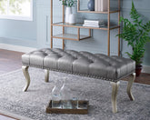 Decor Maxem Tufted FabricUpholstered Bench with Nailhead Trim