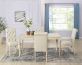 Amonia 5-piece Dining Set, Turned-Leg Dining Table with 4 Tufted Chairs
