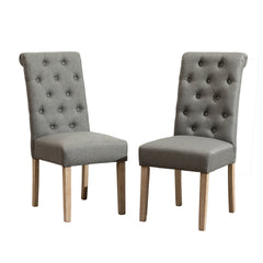 Amonia 7-piece Dining Set, Turned-Leg Dining Table with 6 Tufted Chairs