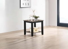 Modern Gray / Black Two Tone Finish 1pc End Table Under-Table Shelf Storage Living Room Rubberwood Walnut Veneer