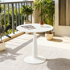 31.5inch Mid-Century Modern Pedestal Table, Multi-Functional Dining Table for 4-6 People & Large Coffee Table, White MDF Top for Living Room, Kitchen, Office