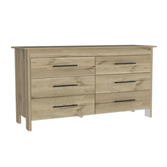 6 Drawer Double Dresser Wezz, Bedroom, Light Oak / White