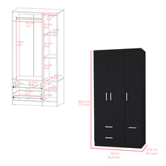 Four Door Armoire Crosby, Bedroom, Black