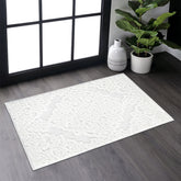 Step Collection High-Low Medallion Cream/Cream Indoor Area Rug, 2'x3', Modern, Contemporary, Geometric, Bohemian, Bedroom, Kitchen, Living Room, Doormat, Non Shedding Carpet