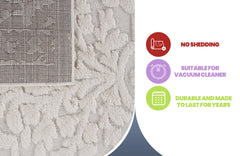 Step Collection High-Low Medallion Cream/Cream Indoor Area Rug, 2'x3', Modern, Contemporary, Geometric, Bohemian, Bedroom, Kitchen, Living Room, Doormat, Non Shedding Carpet
