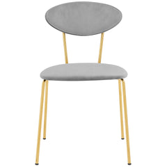 Savara Modern Gray Velvet and Gold Metal Leg Dining Room Chairs - Set of 2